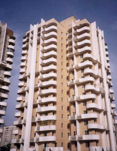 The monolitic building, which was built according to project of the institute