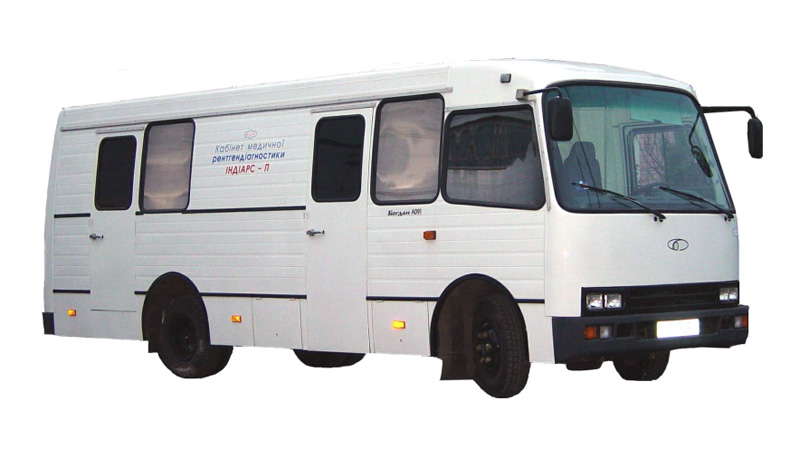 Specialized mobile x-ray cabinet at bus chassis Indiars-P